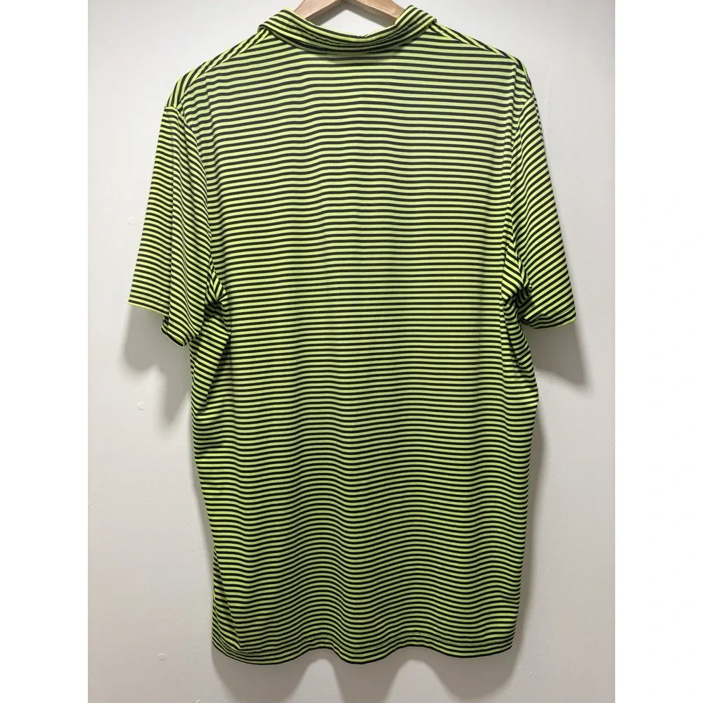 RLX Ralph Lauren Polo Golf Shirt XXL Lime Grn/Navy Striped Performance Mens 2XL